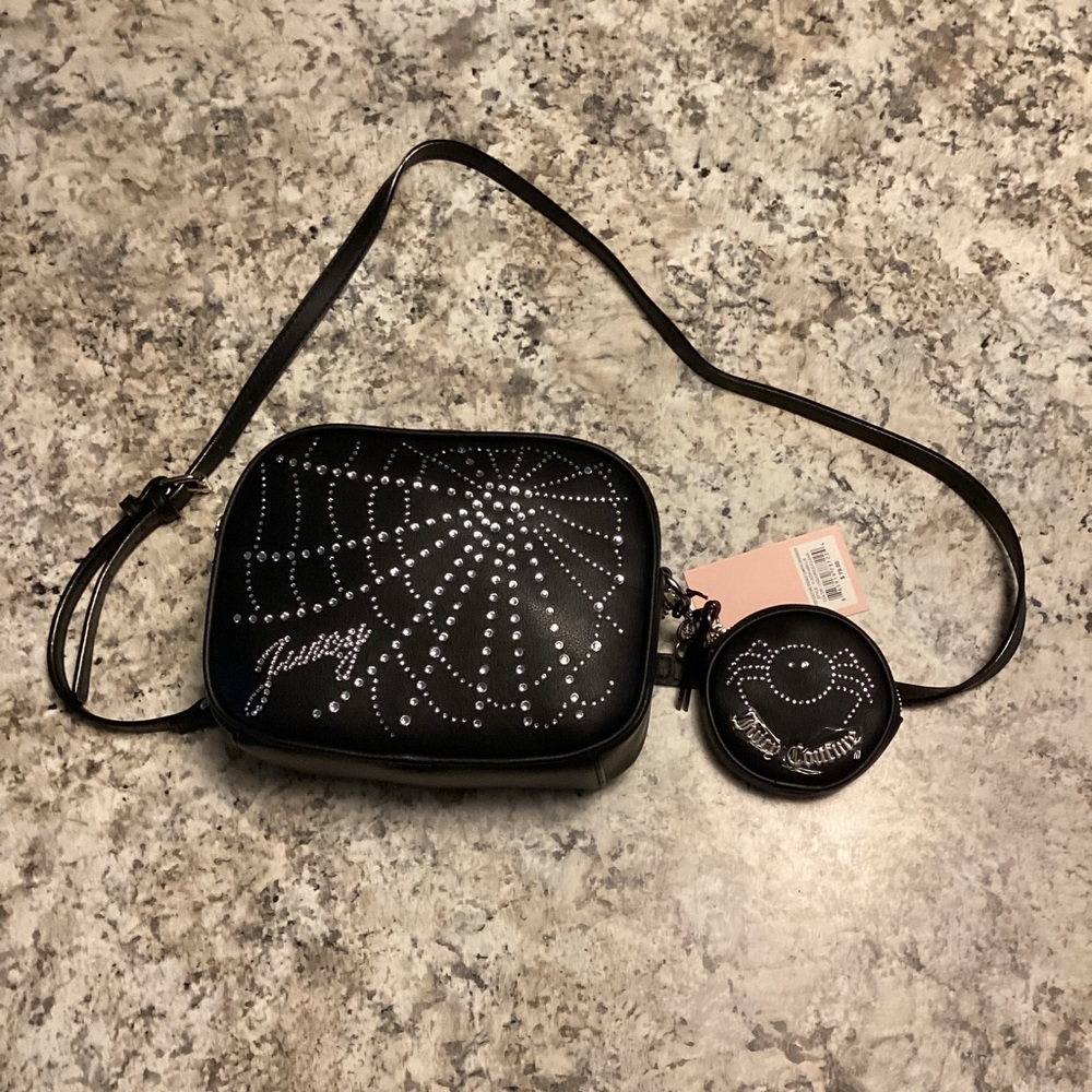 Juicy Couture Black Crossbody Bag with Silver Accents
